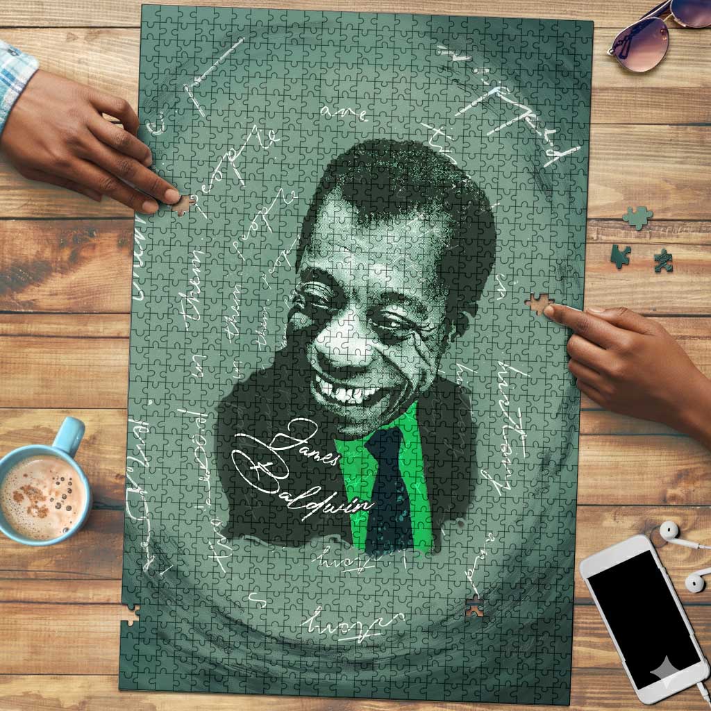 James Baldwin Puzzle Green Handwritten Script Design Smiling Portrait Civil Rights and Literature - Wonder Print Shop