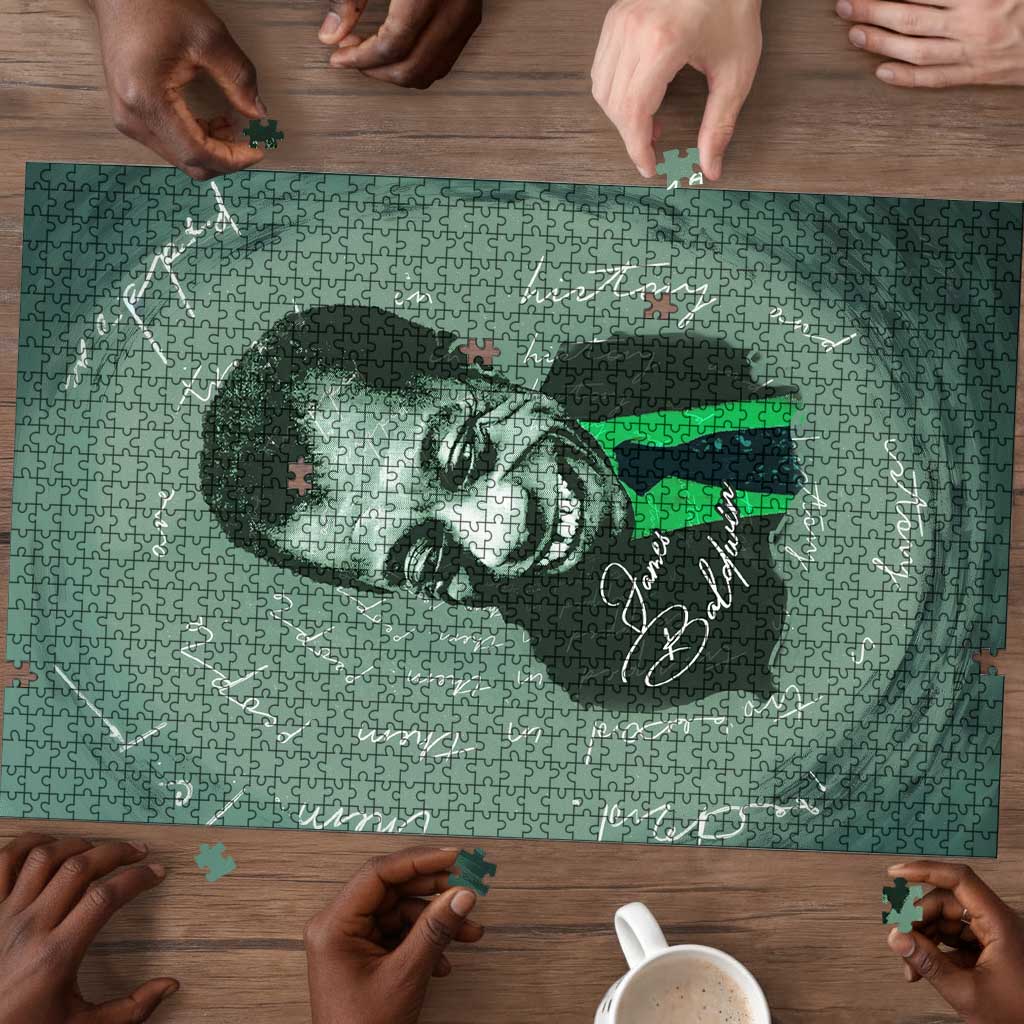 James Baldwin Puzzle Green Handwritten Script Design Smiling Portrait Civil Rights and Literature - Wonder Print Shop