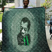 James Baldwin Quilt Green Handwritten Script Design Smiling Portrait Civil Rights and Literature - Wonder Print Shop