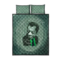 James Baldwin Quilt Bed Set Green Handwritten Script Design Smiling Portrait Civil Rights and Literature - Wonder Print Shop