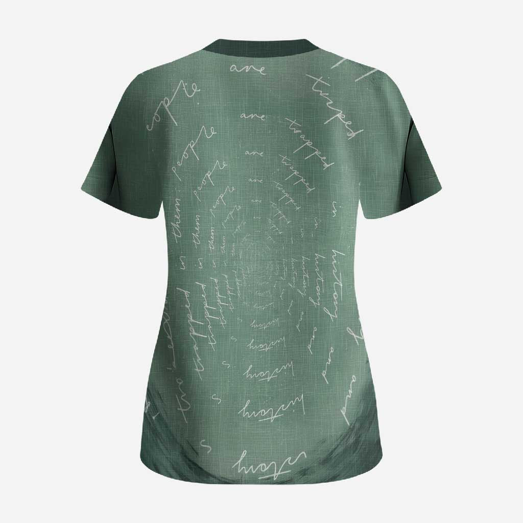 James Baldwin Scrub Top Green Handwritten Script Design Smiling Portrait Civil Rights and Literature - Wonder Print Shop