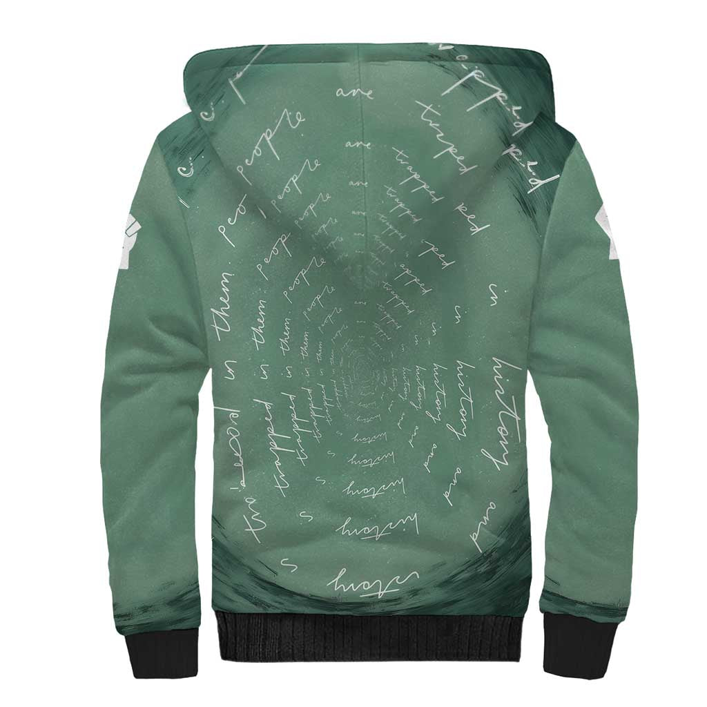 James Baldwin Sherpa Hoodie Green Handwritten Script Design Smiling Portrait Civil Rights and Literature - Wonder Print Shop