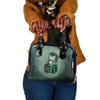 James Baldwin Shoulder Handbag Green Handwritten Script Design Smiling Portrait Civil Rights and Literature - Wonder Print Shop