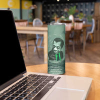 James Baldwin Skinny Tumbler Green Handwritten Script Design Smiling Portrait Civil Rights and Literature - Wonder Print Shop