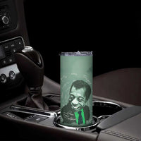 James Baldwin Skinny Tumbler Green Handwritten Script Design Smiling Portrait Civil Rights and Literature - Wonder Print Shop