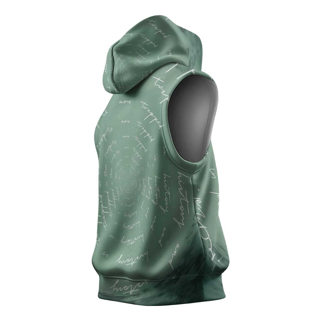 James Baldwin Sleeveless Hoodie Green Handwritten Script Design Smiling Portrait Civil Rights and Literature - Wonder Print Shop