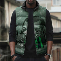 James Baldwin Sleeveless Puffer Jacket Green Handwritten Script Design Smiling Portrait Civil Rights and Literature - Wonder Print Shop
