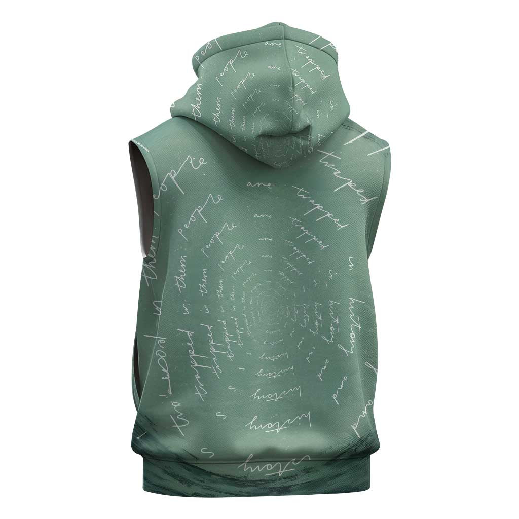 James Baldwin Sleeveless Zip Hoodie Green Handwritten Script Design Smiling Portrait Civil Rights and Literature - Wonder Print Shop