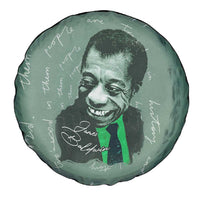 James Baldwin Spare Tire Cover Green Handwritten Script Design Smiling Portrait Civil Rights and Literature - Wonder Print Shop