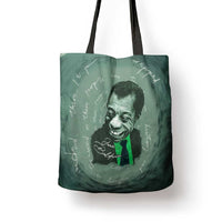 James Baldwin Tote Bag Green Handwritten Script Design Smiling Portrait Civil Rights and Literature - Wonder Print Shop