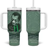 James Baldwin Tumbler With Handle Green Handwritten Script Design Smiling Portrait Civil Rights and Literature - Wonder Print Shop