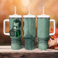 James Baldwin Tumbler With Handle Green Handwritten Script Design Smiling Portrait Civil Rights and Literature - Wonder Print Shop