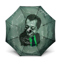 James Baldwin Umbrella Green Handwritten Script Design Smiling Portrait Civil Rights and Literature - Wonder Print Shop