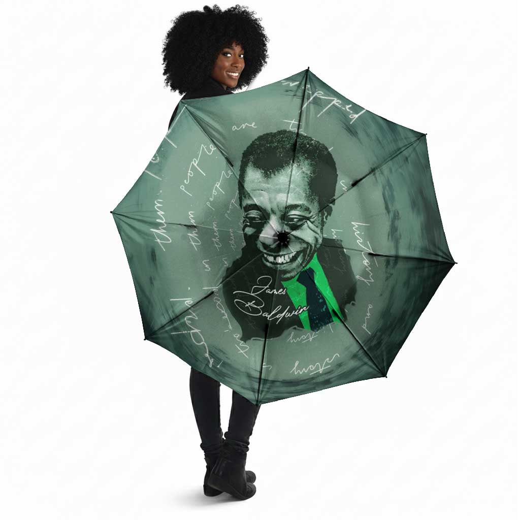James Baldwin Umbrella Green Handwritten Script Design Smiling Portrait Civil Rights and Literature - Wonder Print Shop