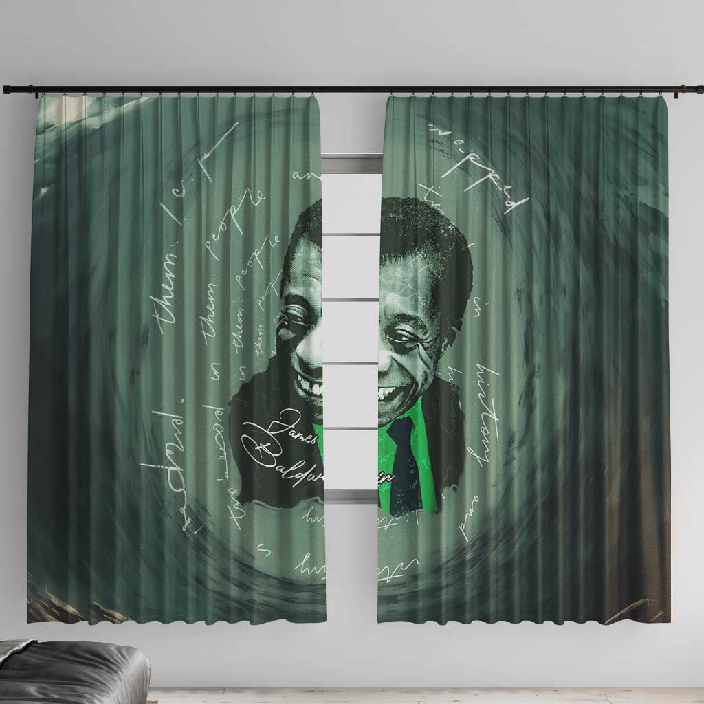James Baldwin Window Curtain Green Handwritten Script Design Smiling Portrait Civil Rights and Literature - Wonder Print Shop