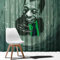 James Baldwin Window Curtain Green Handwritten Script Design Smiling Portrait Civil Rights and Literature - Wonder Print Shop