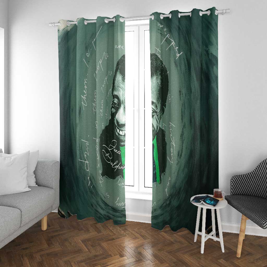 James Baldwin Window Curtain Green Handwritten Script Design Smiling Portrait Civil Rights and Literature - Wonder Print Shop