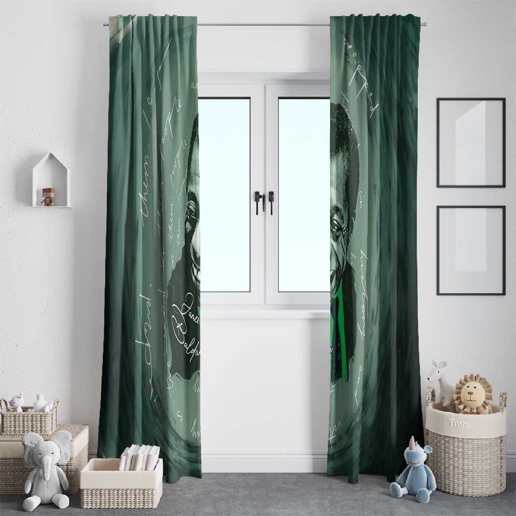 James Baldwin Window Curtain Green Handwritten Script Design Smiling Portrait Civil Rights and Literature - Wonder Print Shop
