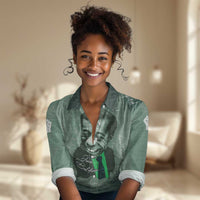 James Baldwin Women Casual Shirt Green Handwritten Script Design Smiling Portrait Civil Rights and Literature - Wonder Print Shop
