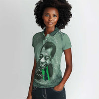 James Baldwin Women Polo Shirt Green Handwritten Script Design Smiling Portrait Civil Rights and Literature TS04