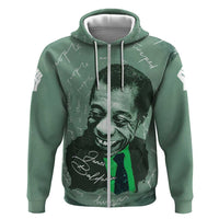 James Baldwin Zip Hoodie Green Handwritten Script Design Smiling Portrait Civil Rights and Literature - Wonder Print Shop