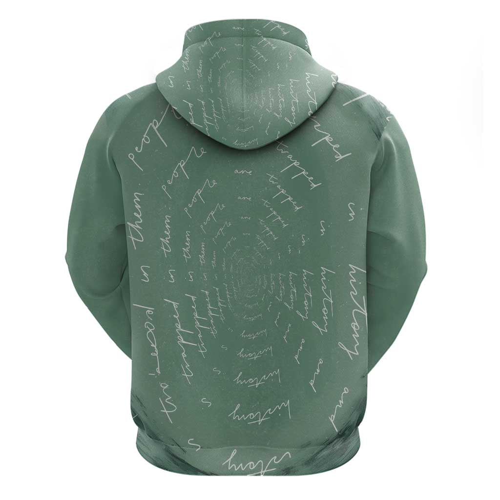 James Baldwin Zip Hoodie Green Handwritten Script Design Smiling Portrait Civil Rights and Literature - Wonder Print Shop