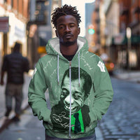 James Baldwin Zip Hoodie Green Handwritten Script Design Smiling Portrait Civil Rights and Literature - Wonder Print Shop