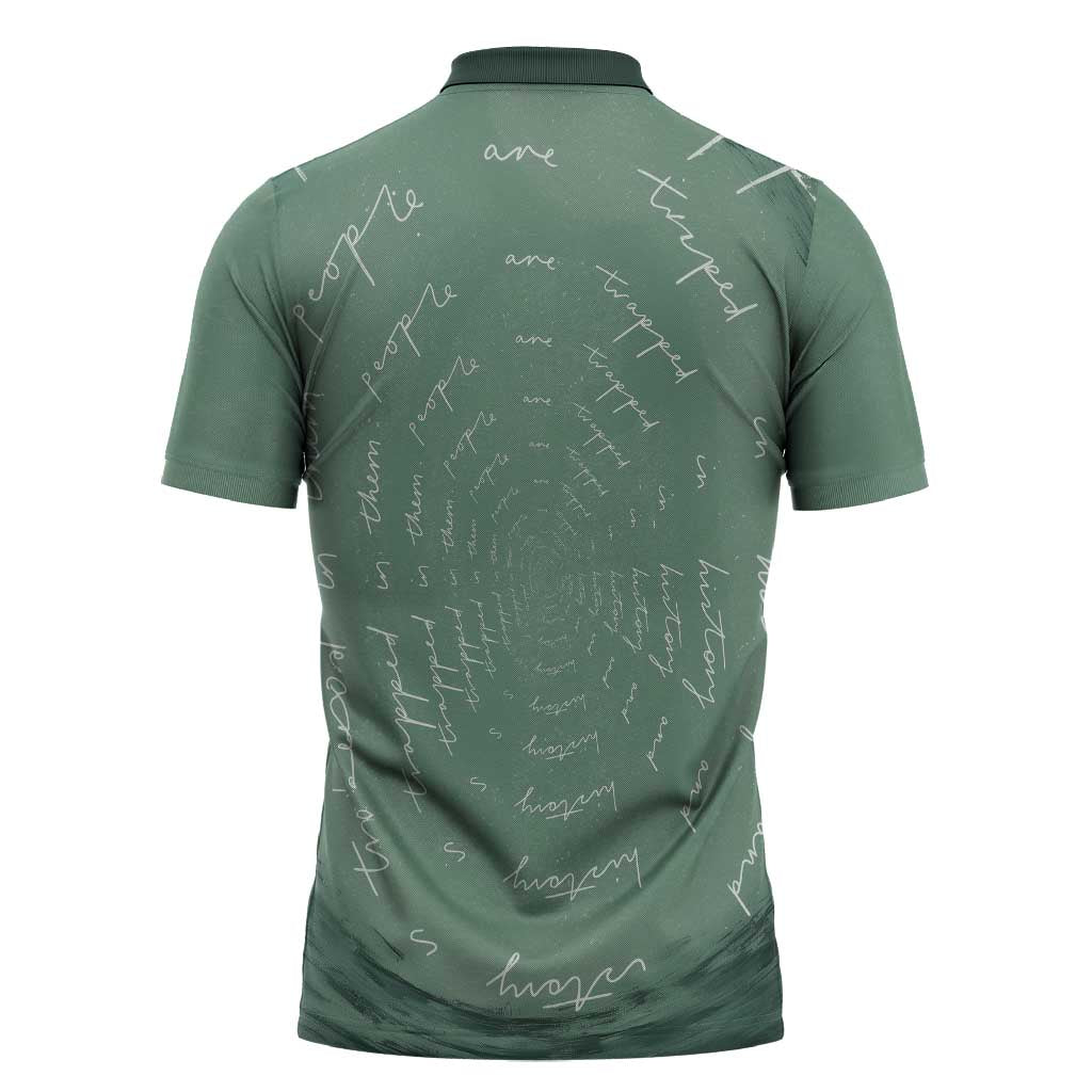 James Baldwin Zipper Polo Shirt Green Handwritten Script Design Smiling Portrait Civil Rights and Literature - Wonder Print Shop