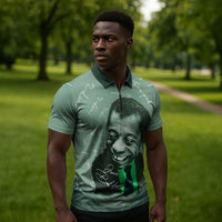 James Baldwin Zipper Polo Shirt Green Handwritten Script Design Smiling Portrait Civil Rights and Literature - Wonder Print Shop