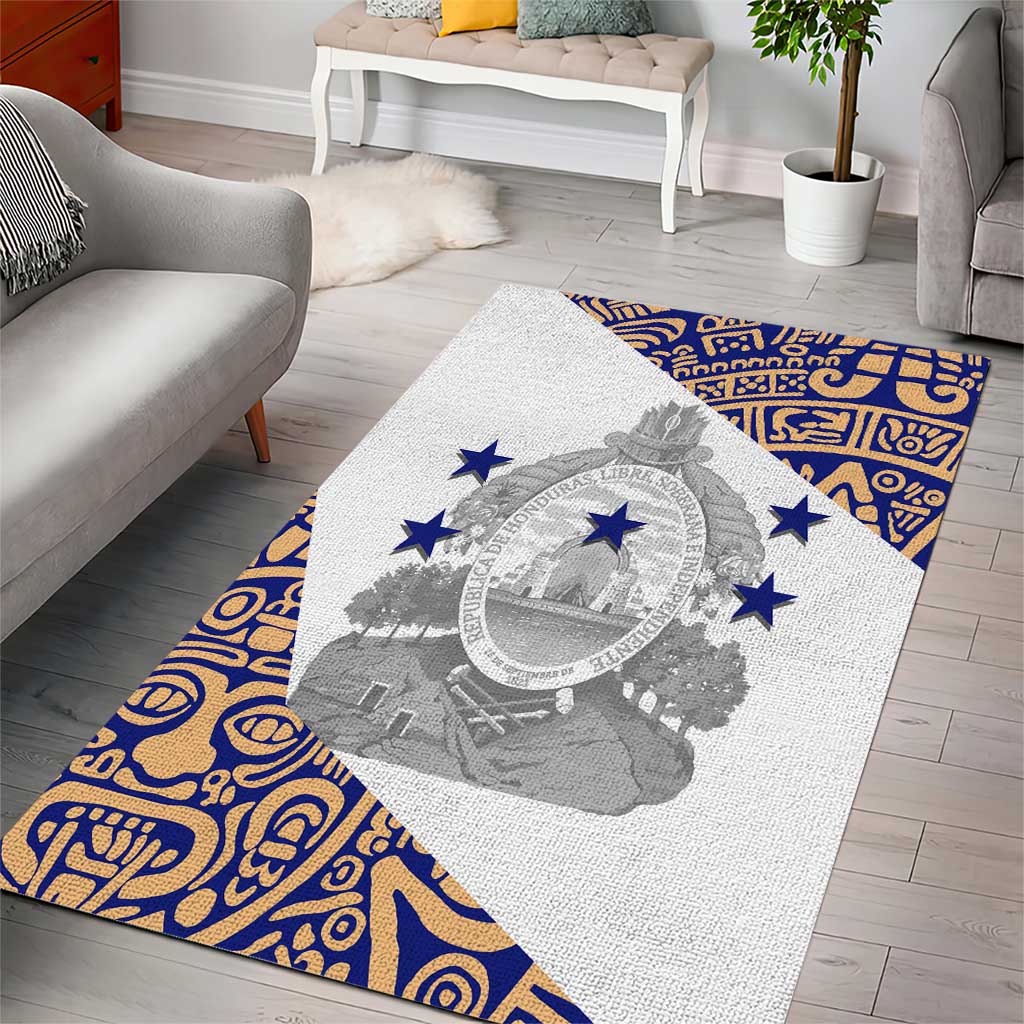 Honduras Area Rug National Emblem Blended with Traditional Patterns - Cultural Heritage Design