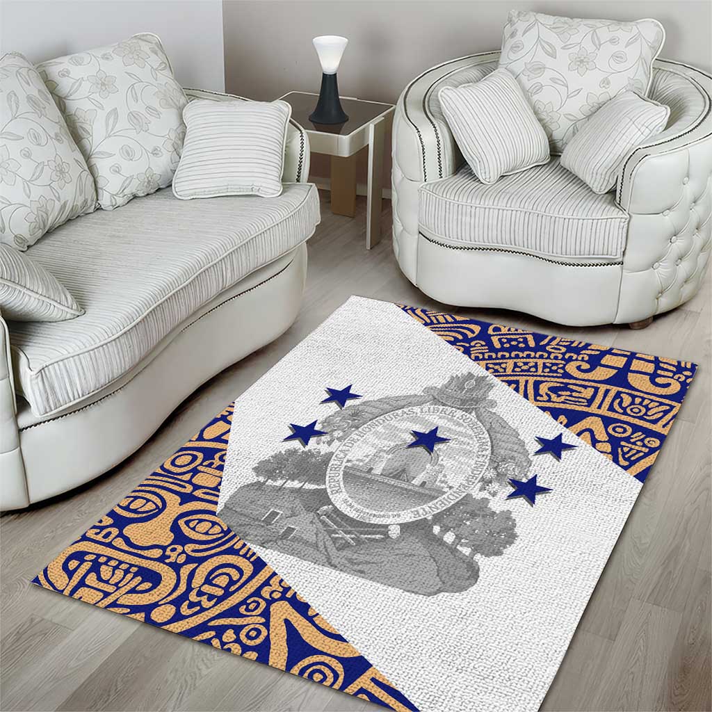 Honduras Area Rug National Emblem Blended with Traditional Patterns - Cultural Heritage Design