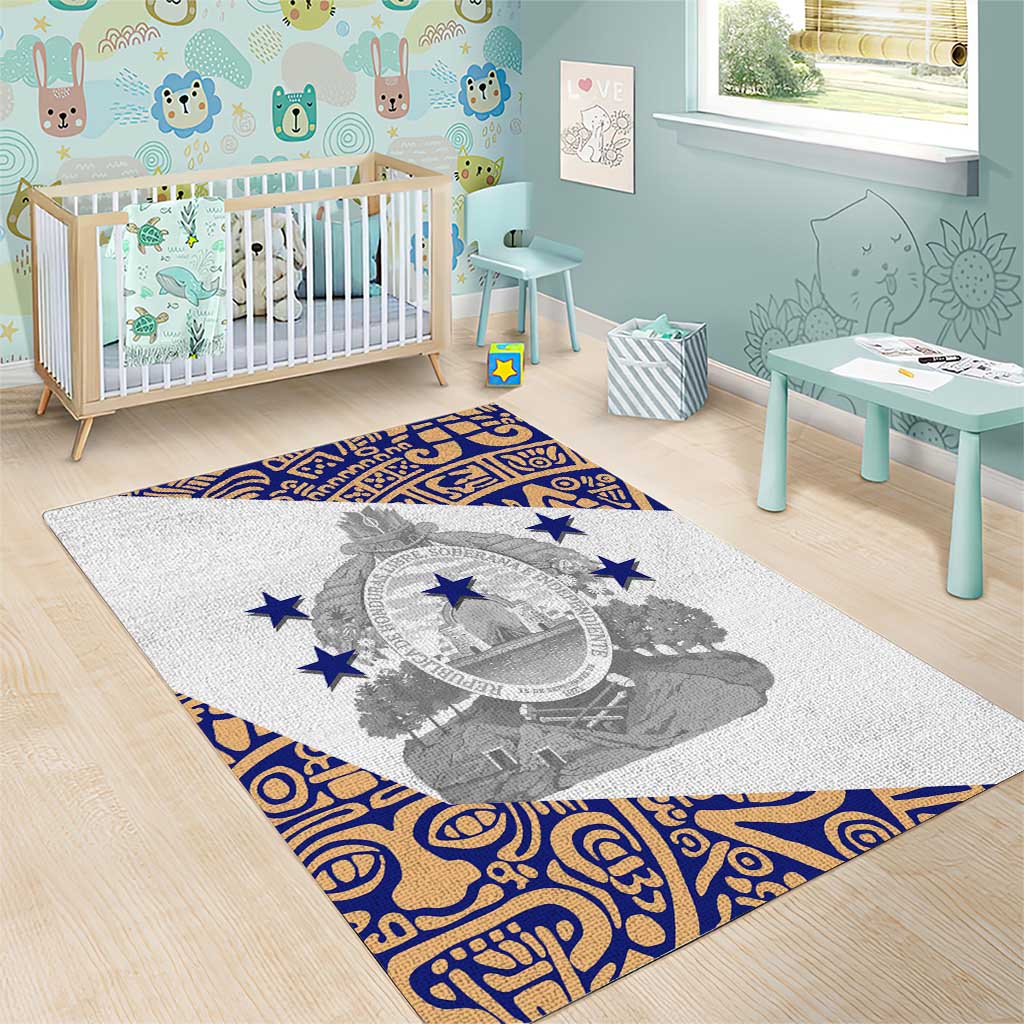 Honduras Area Rug National Emblem Blended with Traditional Patterns - Cultural Heritage Design