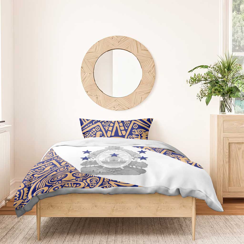 Honduras Bedding Set National Emblem Blended with Traditional Patterns - Cultural Heritage Design