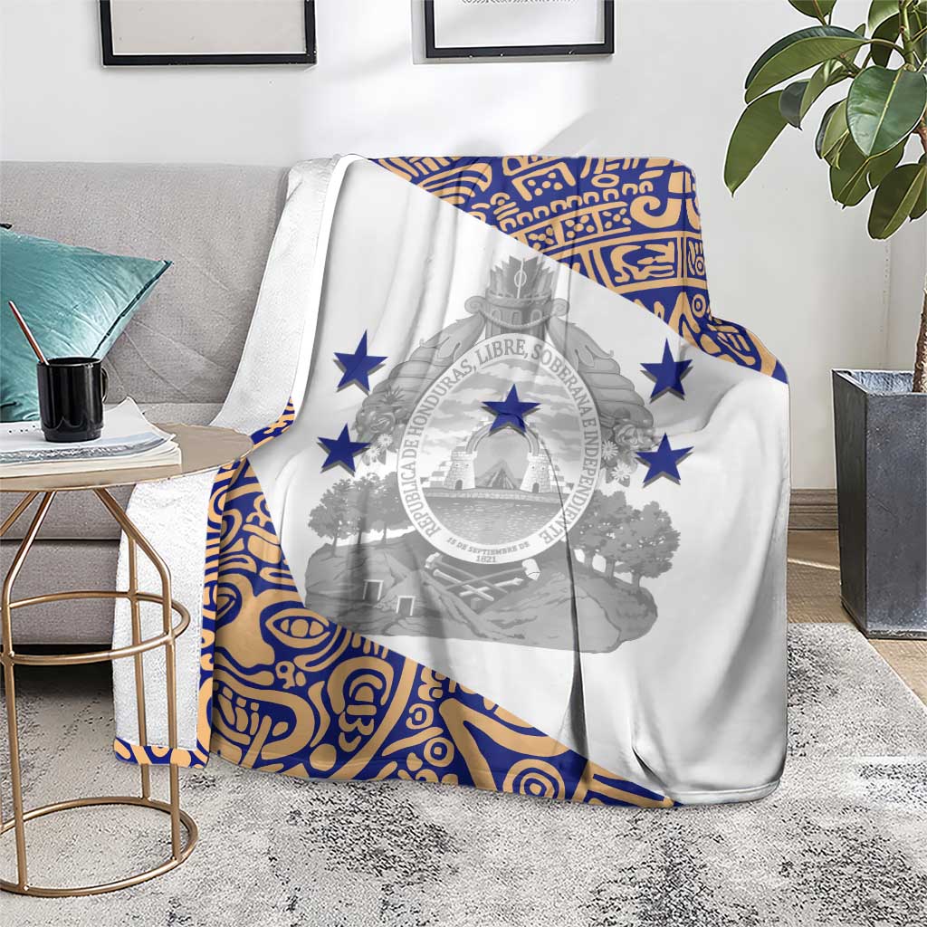 Honduras Blanket National Emblem Blended with Traditional Patterns - Cultural Heritage Design