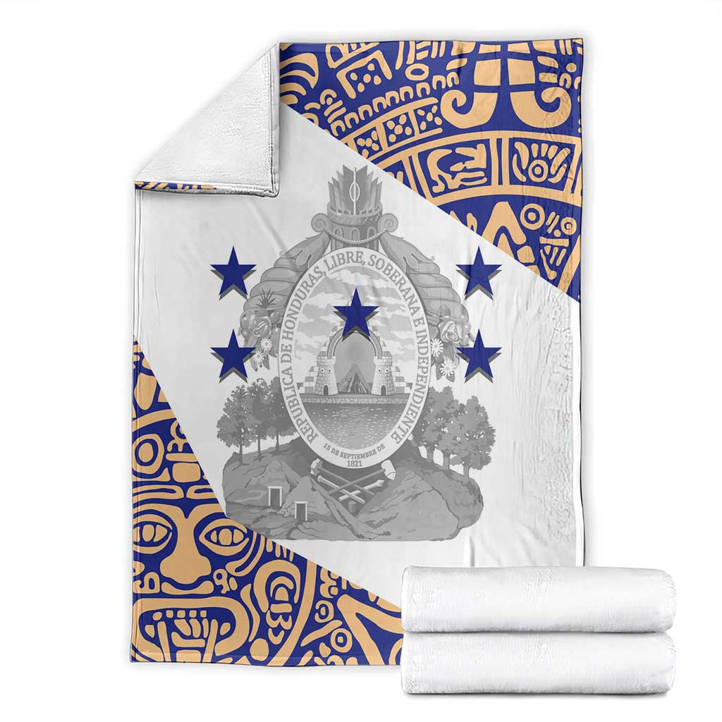 Honduras Blanket National Emblem Blended with Traditional Patterns - Cultural Heritage Design