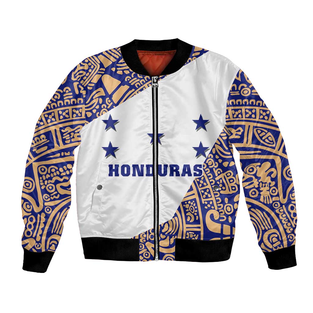 Honduras Bomber Jacket National Emblem Blended with Traditional Patterns - Cultural Heritage Design