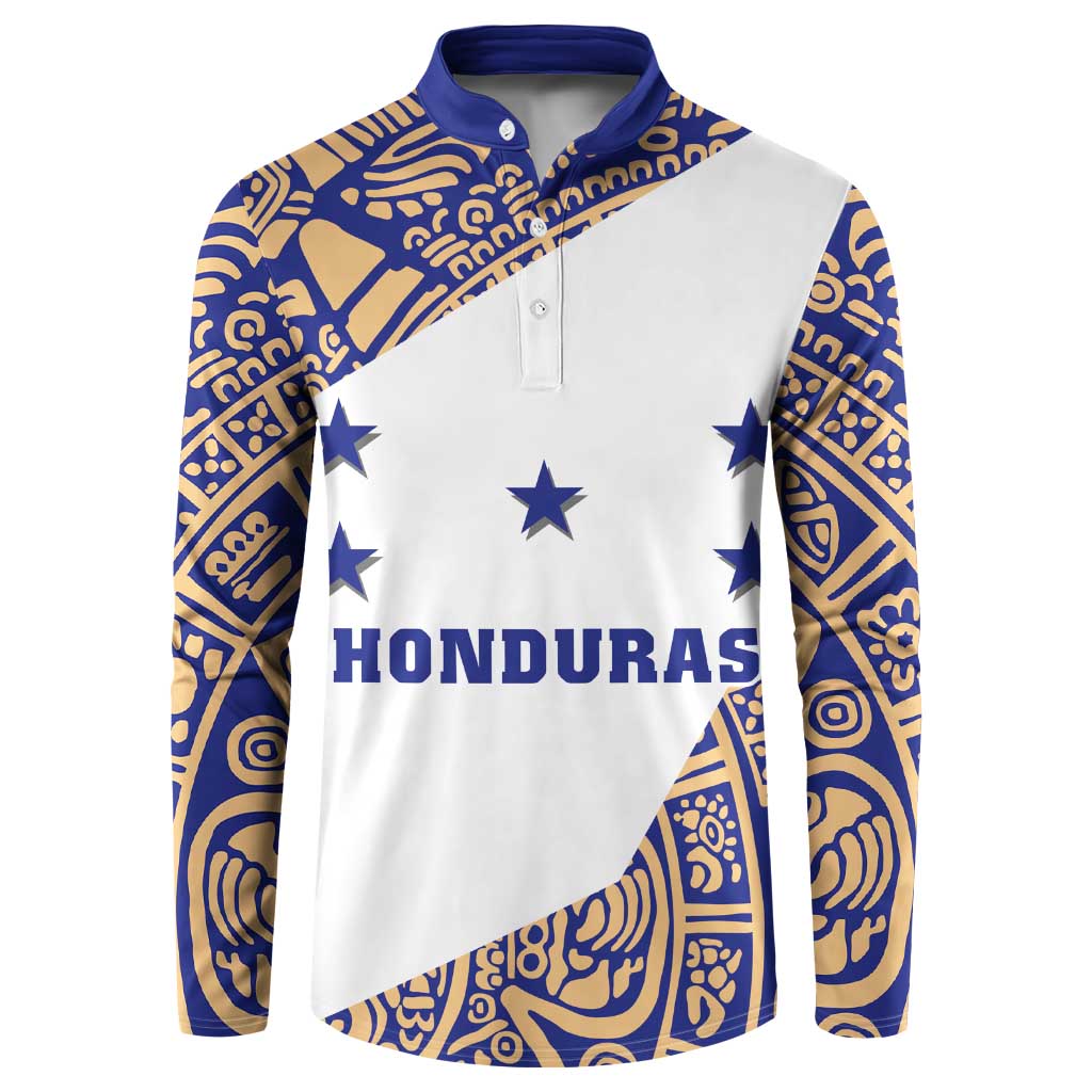 Honduras Button Sweatshirt National Emblem Blended with Traditional Patterns - Cultural Heritage Design