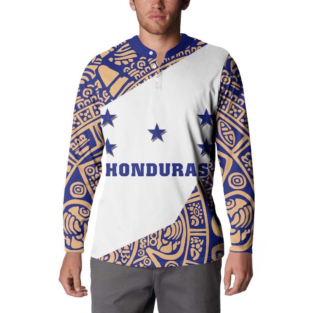 Honduras Button Sweatshirt National Emblem Blended with Traditional Patterns - Cultural Heritage Design