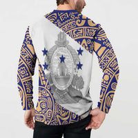 Honduras Button Sweatshirt National Emblem Blended with Traditional Patterns - Cultural Heritage Design