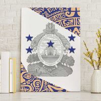 Honduras Canvas Wall Art National Emblem Blended with Traditional Patterns - Cultural Heritage Design