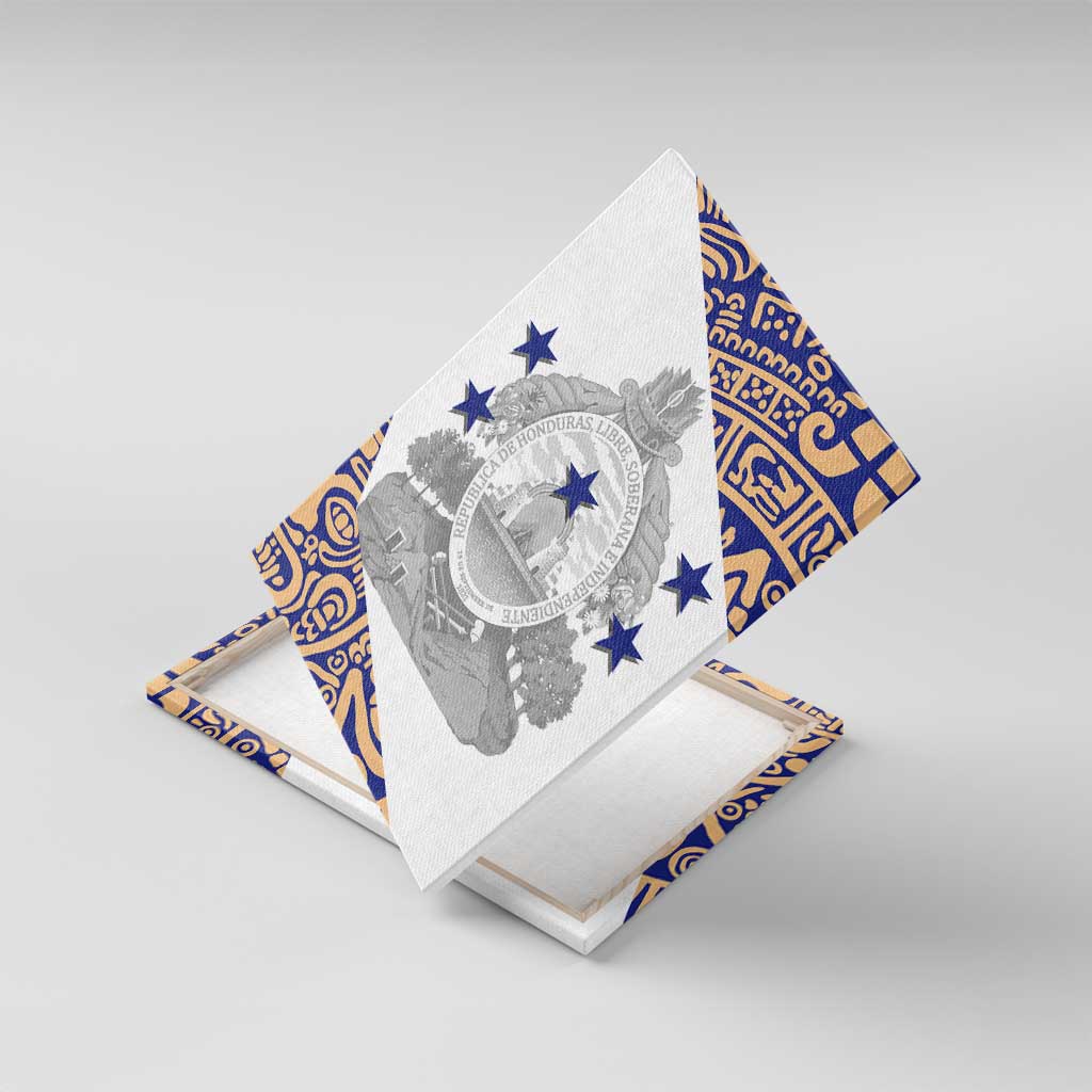 Honduras Canvas Wall Art National Emblem Blended with Traditional Patterns - Cultural Heritage Design