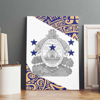 Honduras Canvas Wall Art National Emblem Blended with Traditional Patterns - Cultural Heritage Design