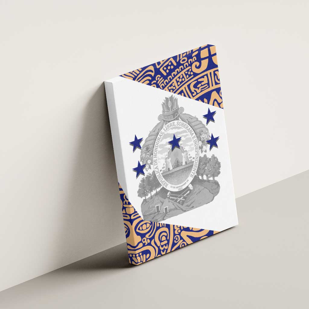 Honduras Canvas Wall Art National Emblem Blended with Traditional Patterns - Cultural Heritage Design