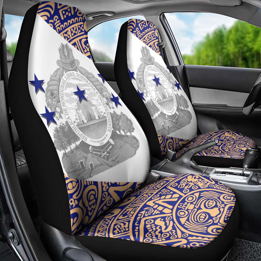 Honduras Car Seat Cover National Emblem Blended with Traditional Patterns - Cultural Heritage Design