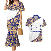 Honduras Couples Matching Mermaid Dress and Hawaiian Shirt National Emblem Blended with Traditional Patterns - Cultural Heritage Design