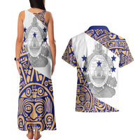 Honduras Couples Matching Tank Maxi Dress and Hawaiian Shirt National Emblem Blended with Traditional Patterns - Cultural Heritage Design