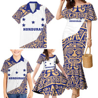 Honduras Family Matching Mermaid Dress and Hawaiian Shirt National Emblem Blended with Traditional Patterns - Cultural Heritage Design