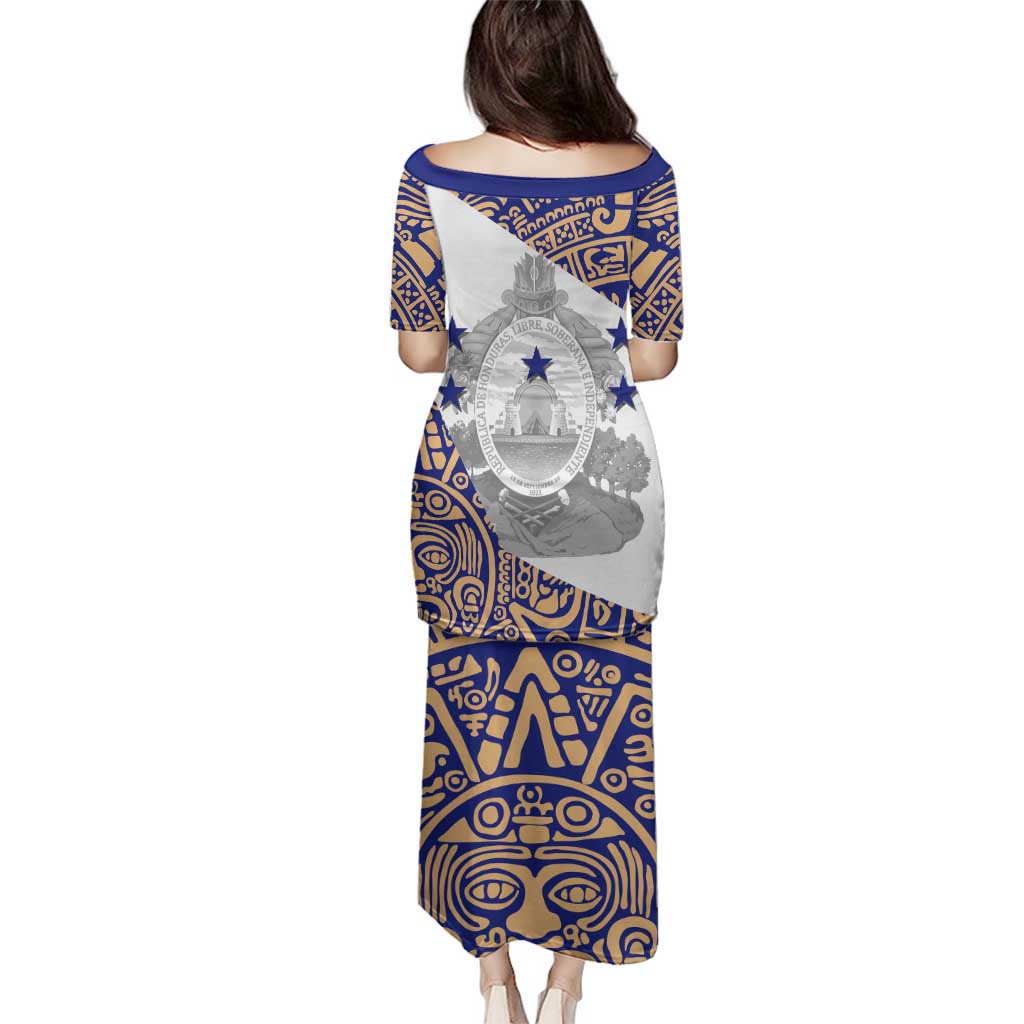Honduras Family Matching Puletasi and Hawaiian Shirt National Emblem Blended with Traditional Patterns - Cultural Heritage Design