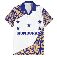 Honduras Family Matching Short Sleeve Bodycon Dress and Hawaiian Shirt National Emblem Blended with Traditional Patterns - Cultural Heritage Design