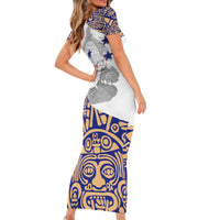 Honduras Family Matching Short Sleeve Bodycon Dress and Hawaiian Shirt National Emblem Blended with Traditional Patterns - Cultural Heritage Design